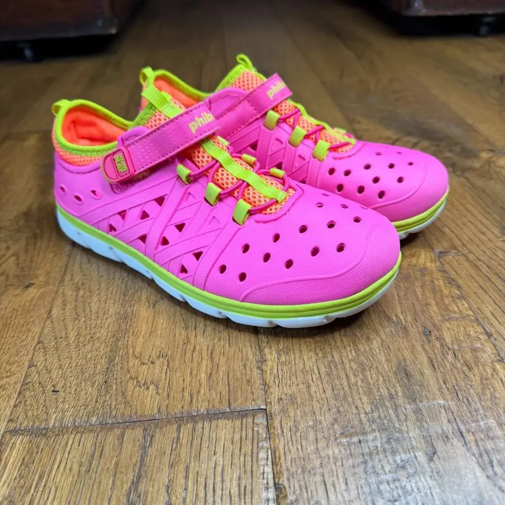 STRIDE RITE Phibian M2P Big Kids Sz 3 Pink Yellow Rubber Sneakers Water Shoes